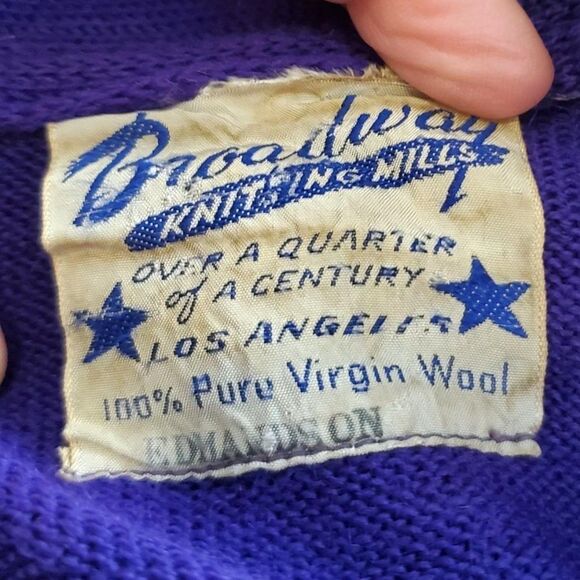 Varsity Jacket Vintage Class Sweater 50s High School Purple Wool S - Picture 5 of 15